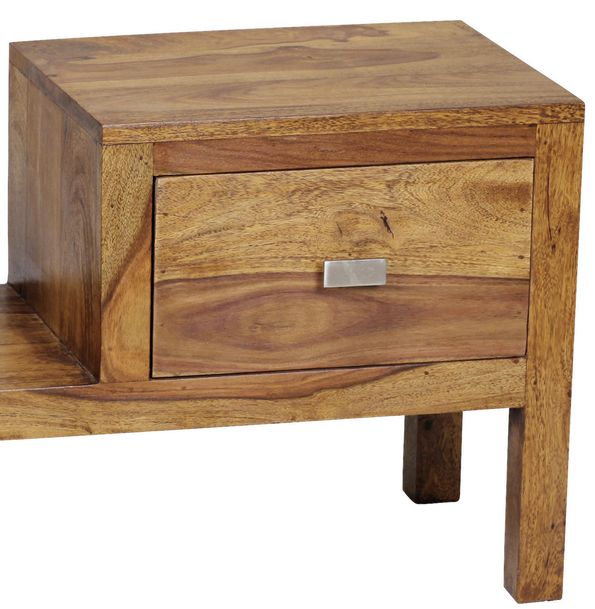 NACHTSCHRANK Sheesham massiv  - Chromfarben/Sheeshamfarben, KONVENTIONELL, Holz/Metall (60/40/30cm) - MID.YOU