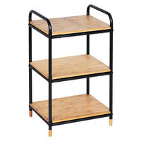 BADEZIMMERREGAL 42/69/34 cm  - Schwarz/Braun, Basics, Holz/Metall (42/69/34cm) - Wenko
