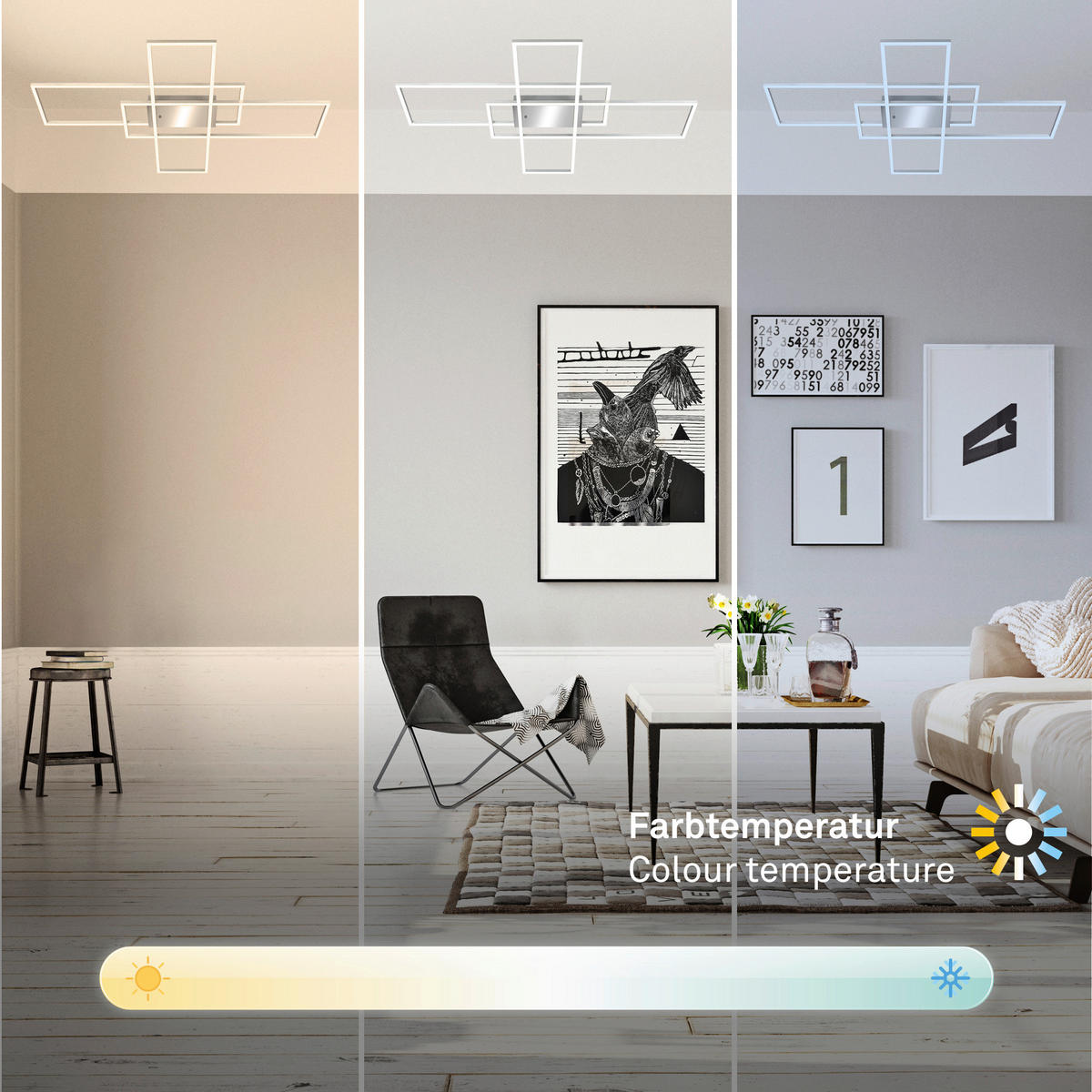 LED-DECKENLEUCHTE 104/71/55 cm   - Chromfarben, Design, Kunststoff/Metall (104/71/55cm)