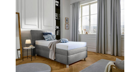 POLSTERBETT Matratze, Lattenrost Hellgrau 100/200 cm  - Silberfarben/Hellgrau, KONVENTIONELL, Holz/Textil (100/200cm) - Esposa