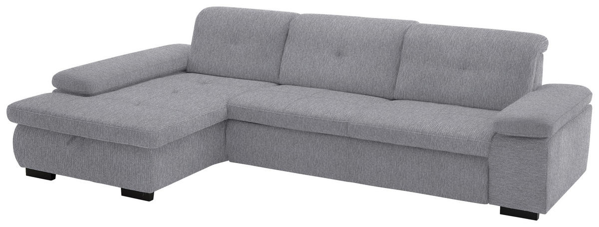 ECKSOFA in Flachgewebe Grau  - Schwarz/Grau, Design, Textil/Metall (174/297cm) - Beldomo Style