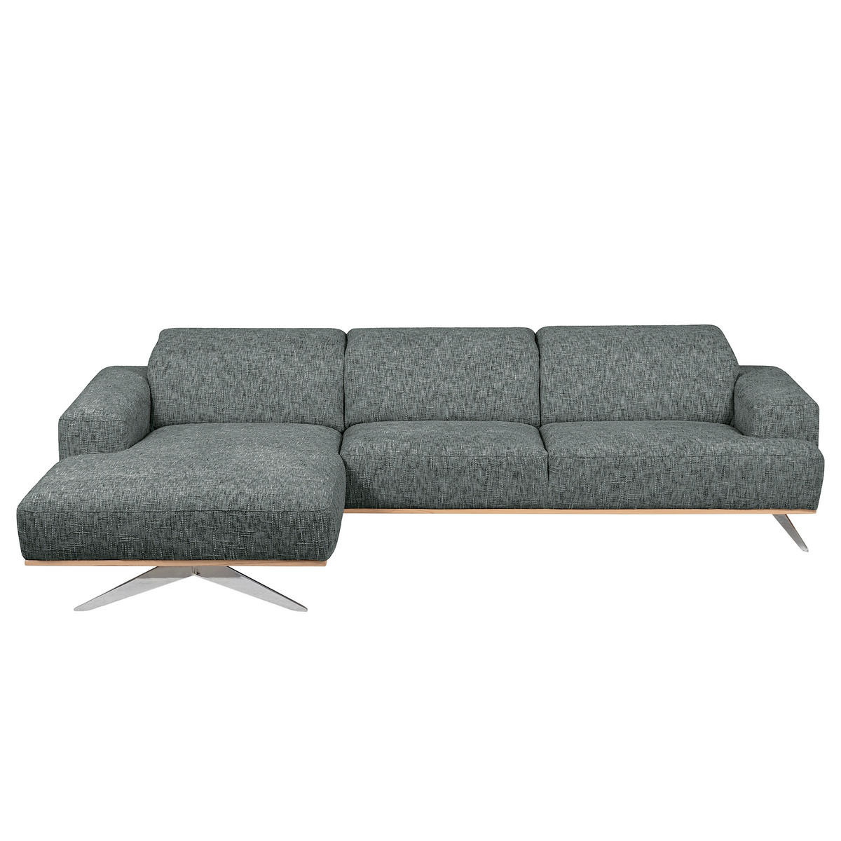 ECKSOFA PORTLAND Anthrazit Struktur Kopfteilverstellung  - Chromfarben/Anthrazit, Design, Holz/Textil (187/295cm) - Livetastic