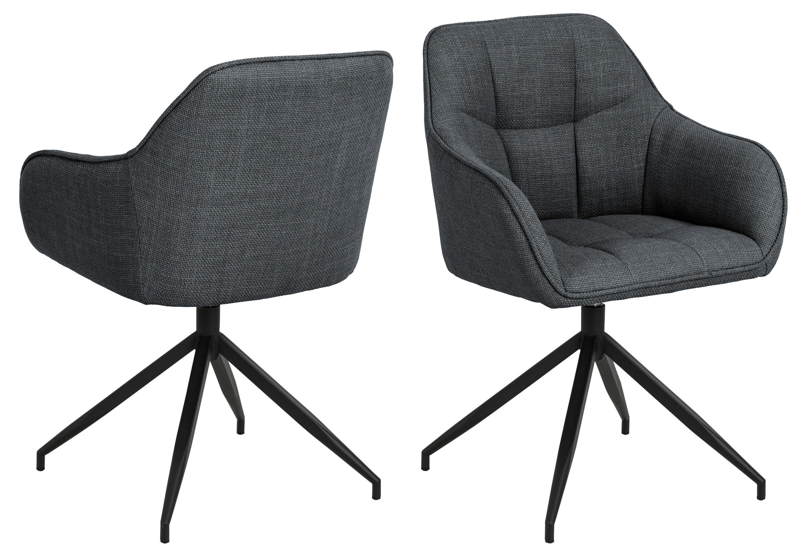 STOL MED ARMSTÖD , , vävt tyg  - mörkgrå/svart, Design, metall/textil (58/84,5/54,5cm) - MID.YOU