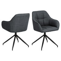 ARMLEHNSTUHL , , Webstoff  - Dunkelgrau/Schwarz, Design, Textil/Metall (58/84,5/54,5cm) - MID.YOU