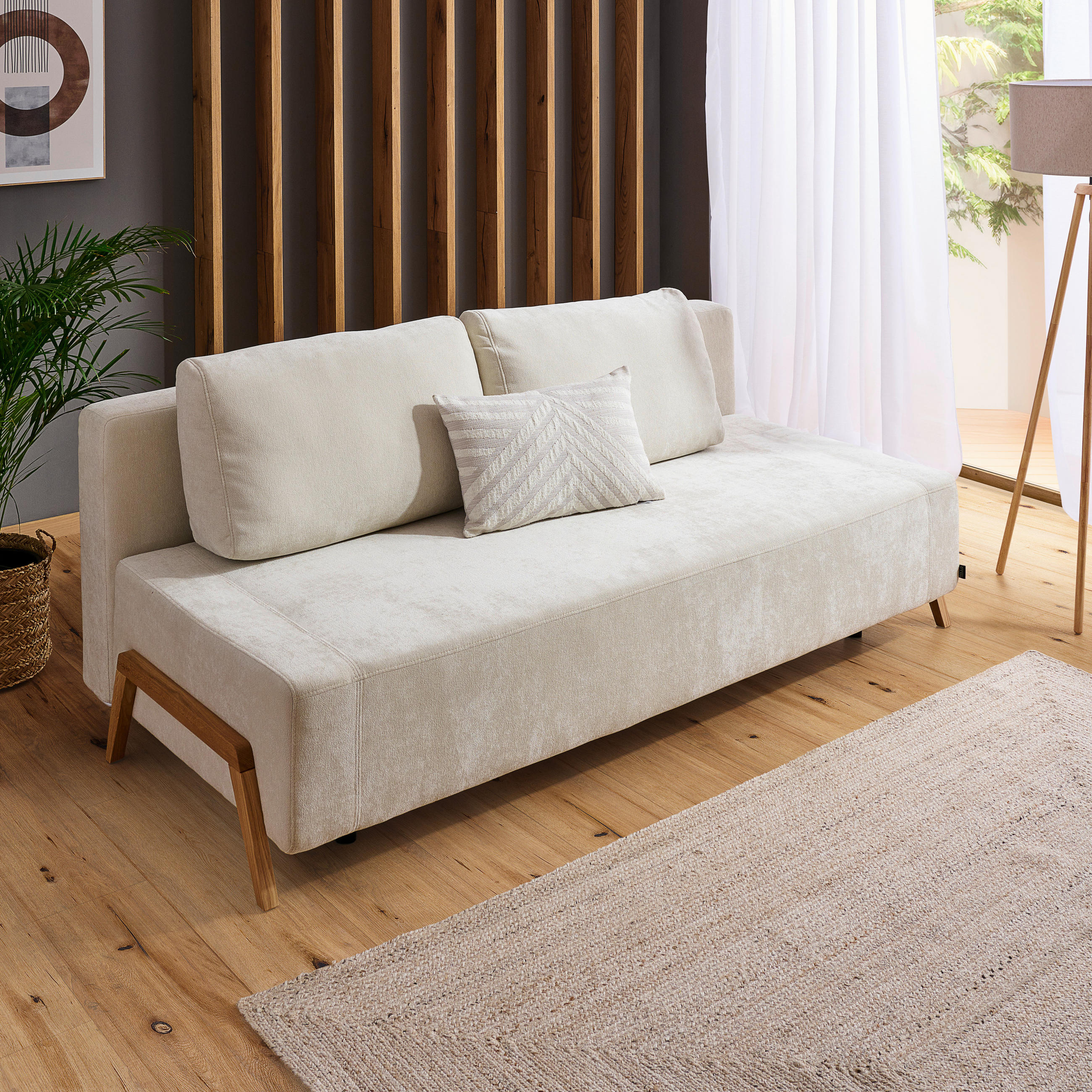 SCHLAFSOFA in Textil Creme  - Creme/Naturfarben, Design, Holz/Textil (211/88/102cm) - Niels Andersson