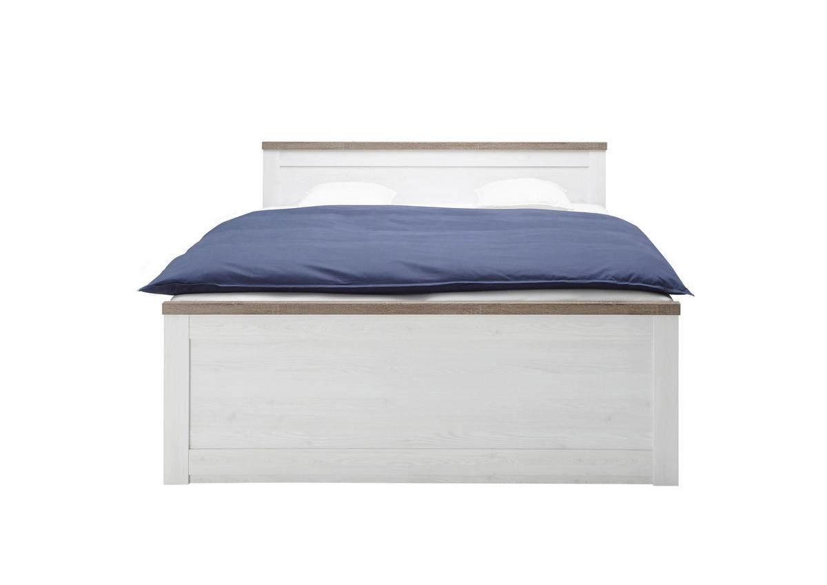 ÁGYSZETT  fehér, tölgyfa  - tölgyfa/fehér, Basics, faalapú anyag (166/90/205cm) - Carryhome