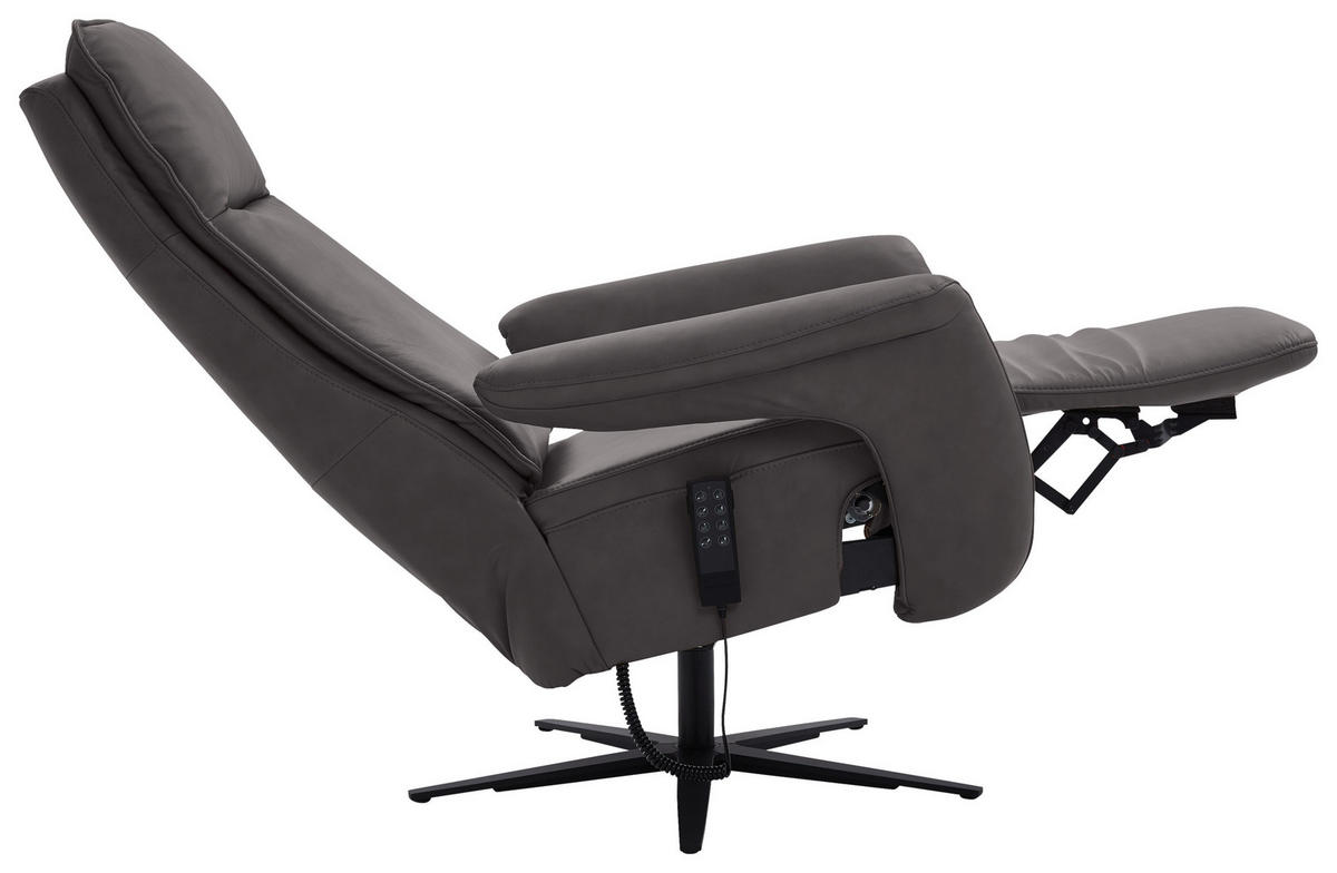 RELAXSESSEL in Leder Dunkelbraun  - Dunkelbraun/Schwarz, Design, Leder/Metall (83/123/87cm) - Valdera