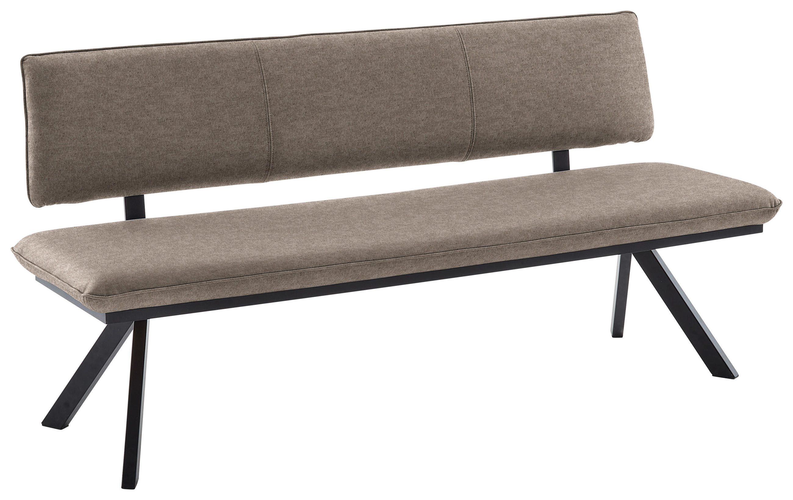 SITZBANK 180/86,5/60 cm  in Schwarz, Hellbraun  - Hellbraun/Schwarz, Design, Textil/Metall (180/86,5/60cm) - Cantus