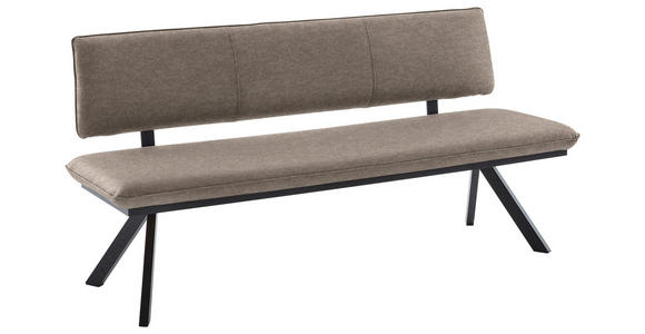 SITZBANK 180/86,5/60 cm in Schwarz, Hellbraun - Hellbraun/Schwarz, Design, Textil/Metall (180/86,5/60cm) - Cantus