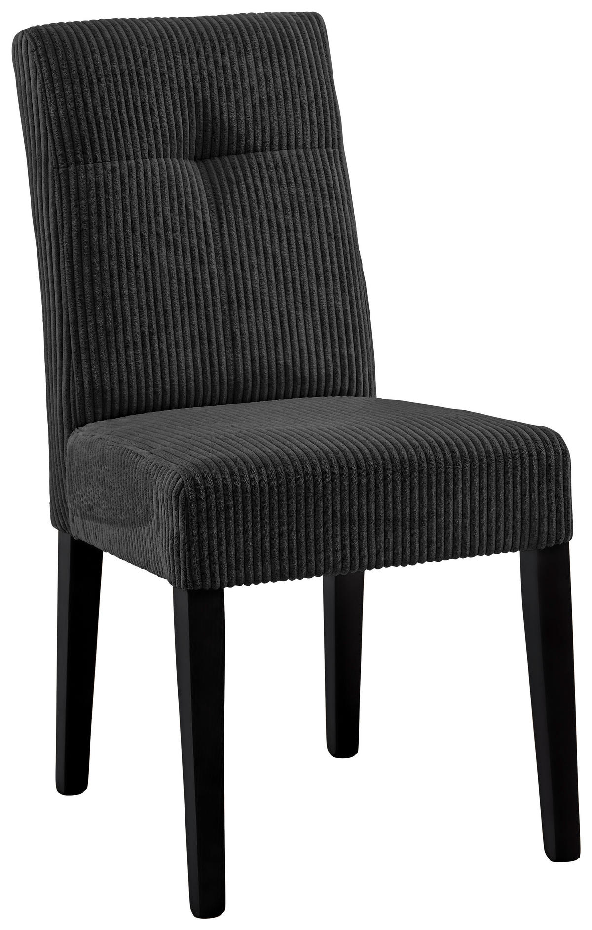 STUHL Cord Schwarz Buche massiv  - Schwarz, KONVENTIONELL, Holz/Textil (47,5/91,5/63cm) - home24