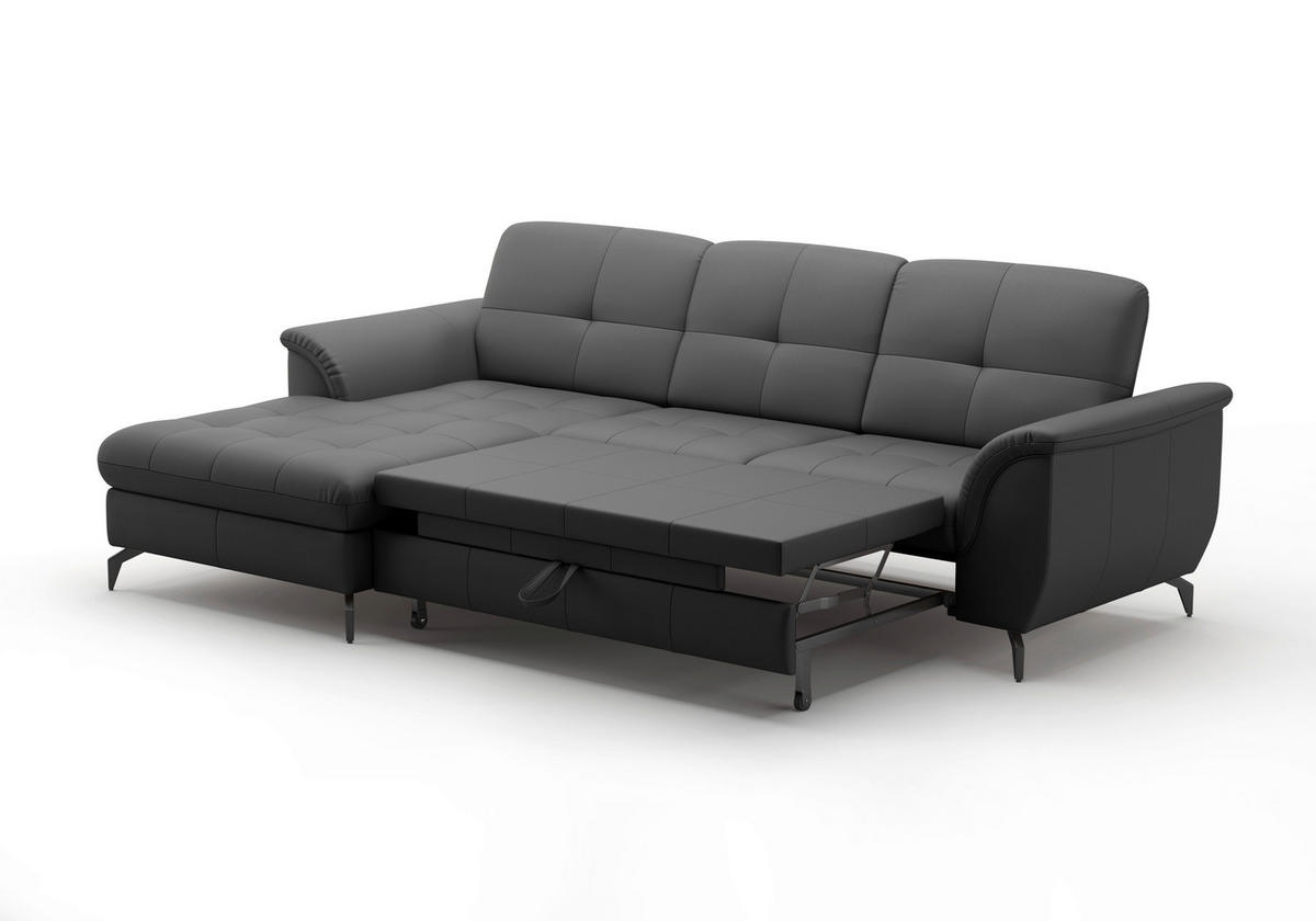 ECKSOFA in Echtleder Schwarz  164/262 cm  - Schwarz, MODERN, Leder/Metall (164/262cm) - Sit & More