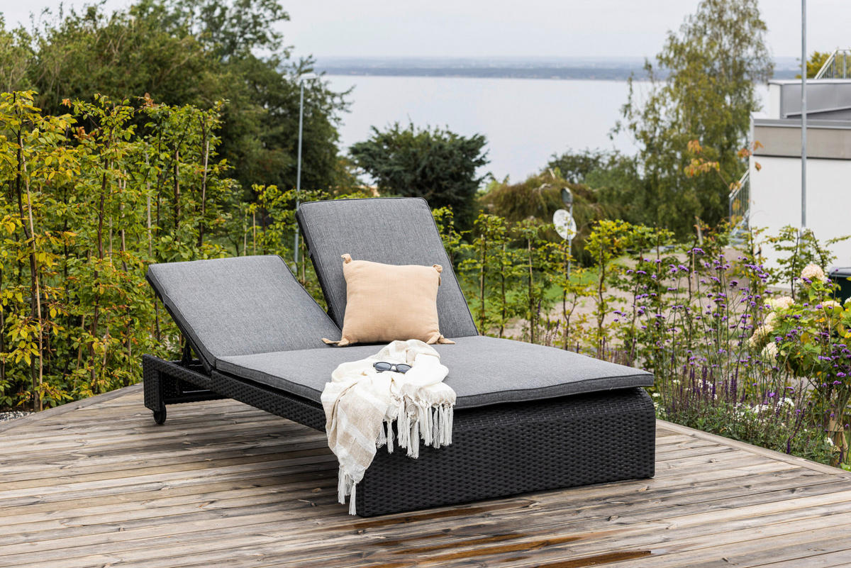 SONNENLIEGE 119/32/196 cm  - Dunkelgrau/Schwarz, MODERN, Kunststoff/Textil (119/32/196cm) - Gardenson