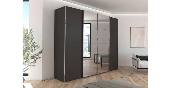 SCHWEBETÜRENSCHRANK 271/235/68 cm 4-türig Graphitfarben - Chromfarben/Graphitfarben, Design, Holzwerkstoff/Metall (271/235/68cm) - Novel