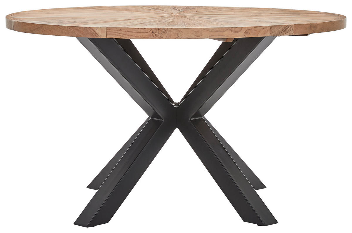 ESSTISCH in Holz, Metall 130/130/76 cm  - Schwarz/Akaziefarben, Natur, Holz/Metall (130/130/76cm) - Livetastic