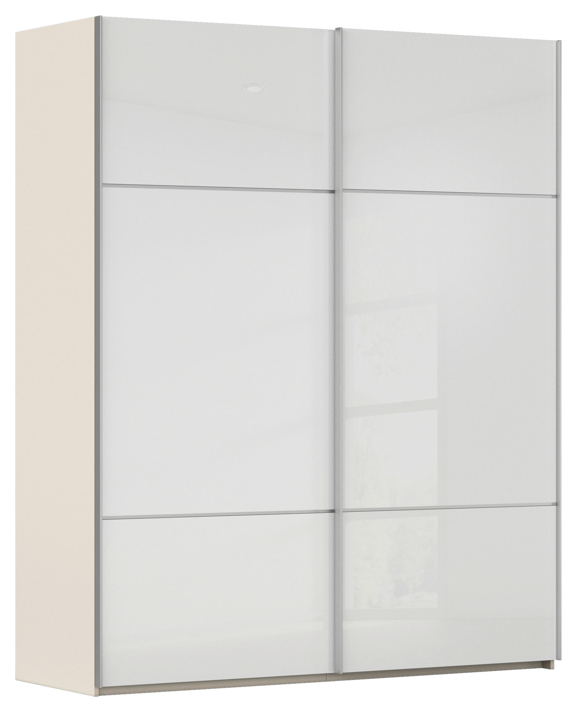 SCHWEBETÜRENSCHRANK in Weiß, Champagner  - Champagner/Alufarben, KONVENTIONELL, Glas/Holzwerkstoff (201/223/67cm) - Novel