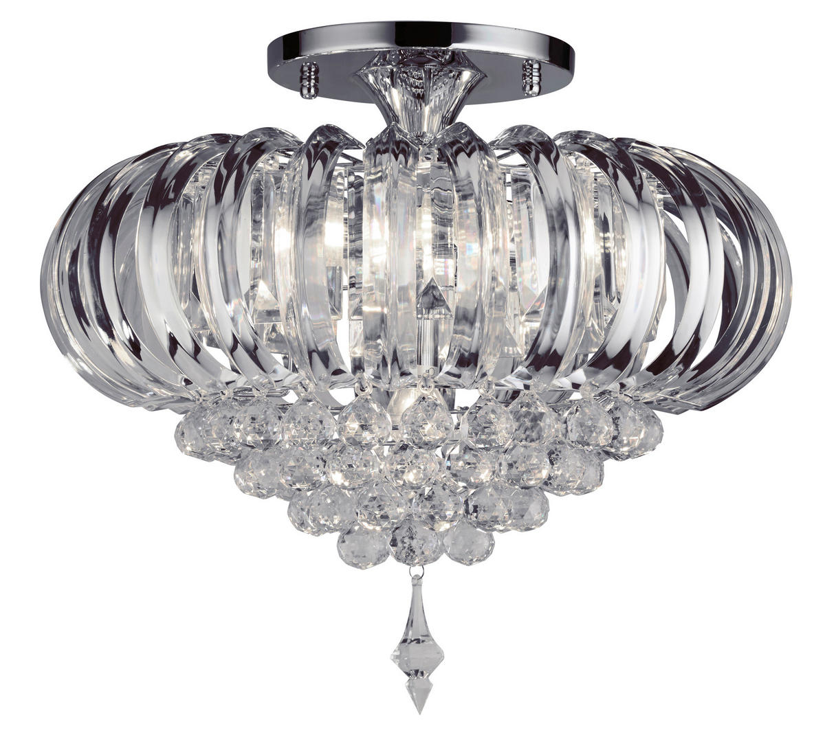 MENNYEZETI LÁMPA - krómszínű, Design, fém (54/45cm)