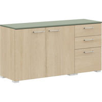 SIDEBOARD 150/72,8/41,9 cm  in Eichefarben, Salbeigrün  - Edelstahlfarben/Eichefarben, Design, Holzwerkstoff/Metall (150/72,8/41,9cm) - Cantus