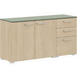 SIDEBOARD 150/72,8/41,9 cm  - Edelstahlfarben/Eichefarben, Design, Holzwerkstoff/Metall (150/72,8/41,9cm) - Cantus