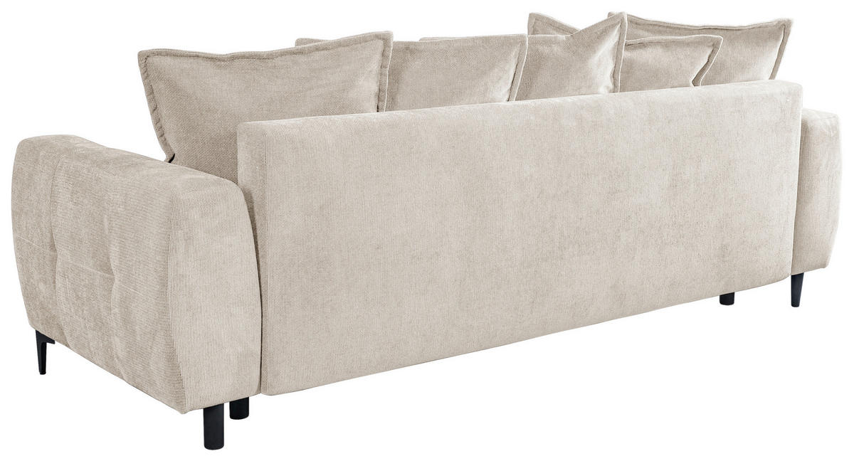 SCHLAFSOFA in Struktur Creme  - Creme/Schwarz, Design, Holz/Holzwerkstoff (247/94/90cm) - MID.YOU