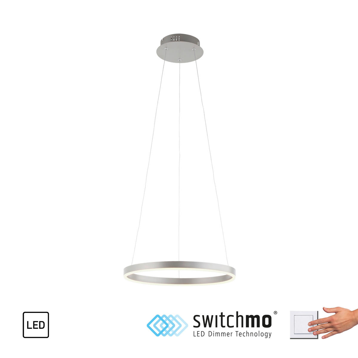 LED-HÄNGELEUCHTE 39/120 cm   - Alufarben, Design, Kunststoff/Metall (39/120cm)