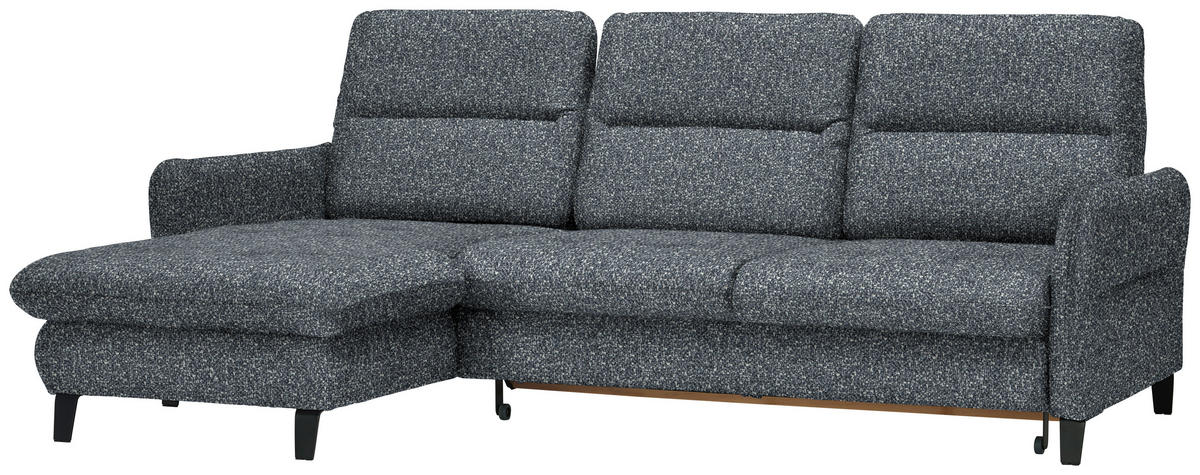 ECKSOFA Dunkelgrau Plüsch  - Dunkelgrau/Schwarz, KONVENTIONELL, Textil/Metall (190/254cm) - Livetastic