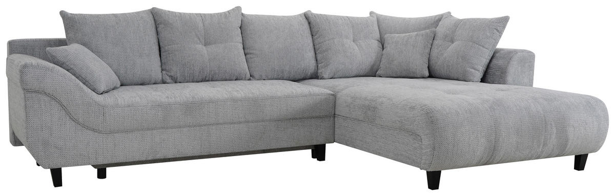 ECKSOFA Grau, Schwarz Chenille, Struktur  - Schwarz/Grau, KONVENTIONELL, Textil (309/197cm) - MID.YOU