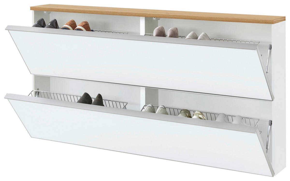 SCHUHKIPPER  in 160/83/21 cm  - Eichefarben/Silberfarben, Design, Glas/Holzwerkstoff (160/83/21cm)