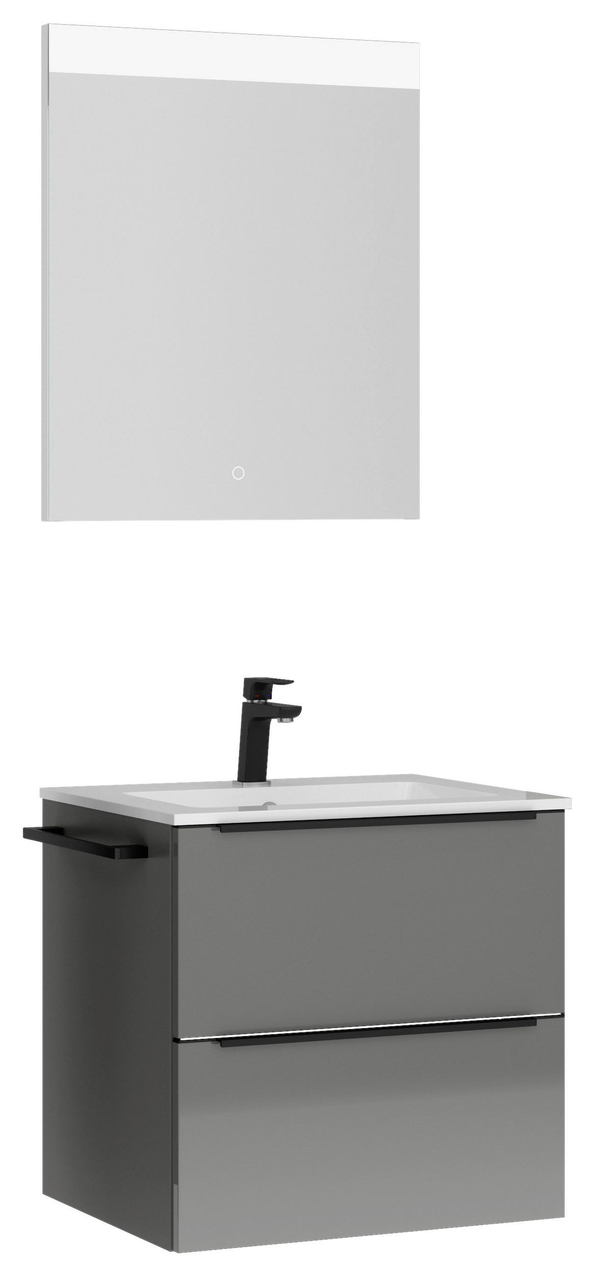 BADEZIMMER  in 61 cm  - Schieferfarben/Schwarz, MODERN, Holzwerkstoff/Stein (61cm) - Nobilia