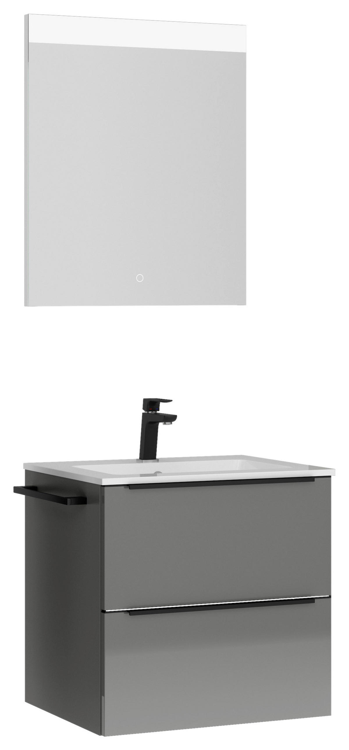 BADEZIMMER  in 61 cm  - Schieferfarben/Schwarz, MODERN, Holzwerkstoff/Stein (61cm) - Nobilia