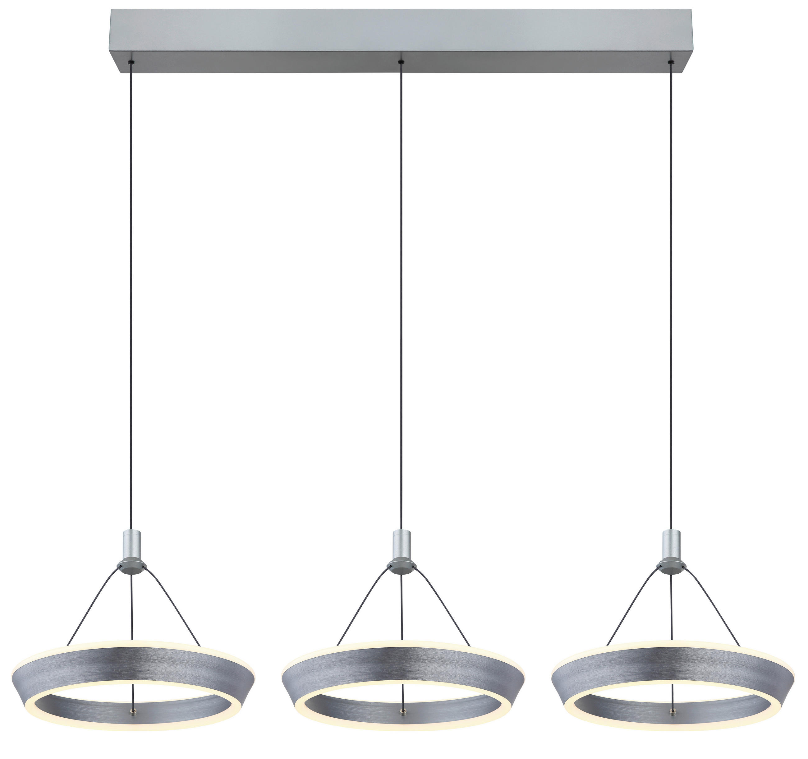 LED-HÄNGELEUCHTE 97,5/30,4/200 cm  - Titanfarben/Opal, Design, Kunststoff/Metall (97,5/30,4/200cm) - Globo