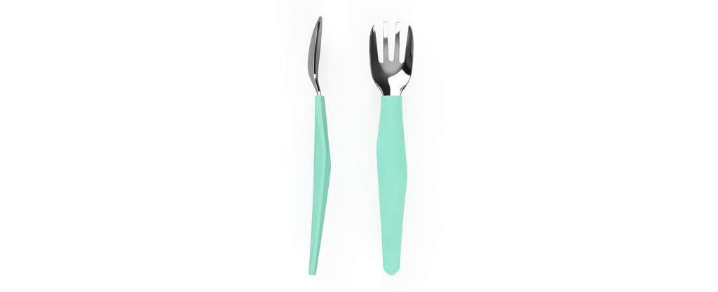 DJEČJI PRIBOR ZA JELO   - ružičasta/boje mente, Basics, metal (10,6/23,3/2,7cm) - Everyday Baby