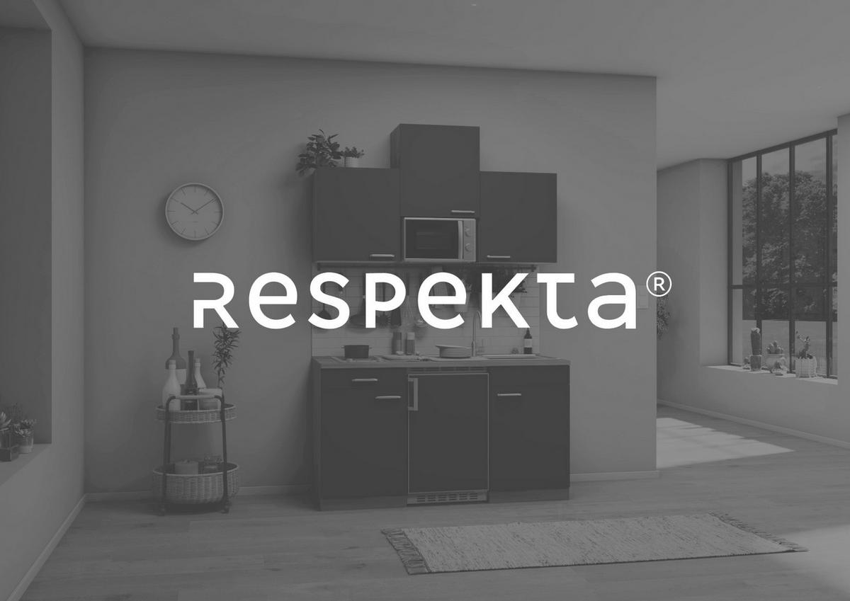 MINIKÜCHE   in Weiß  - Eichefarben/Alufarben, Basics, Holzwerkstoff/Kunststoff - Respekta