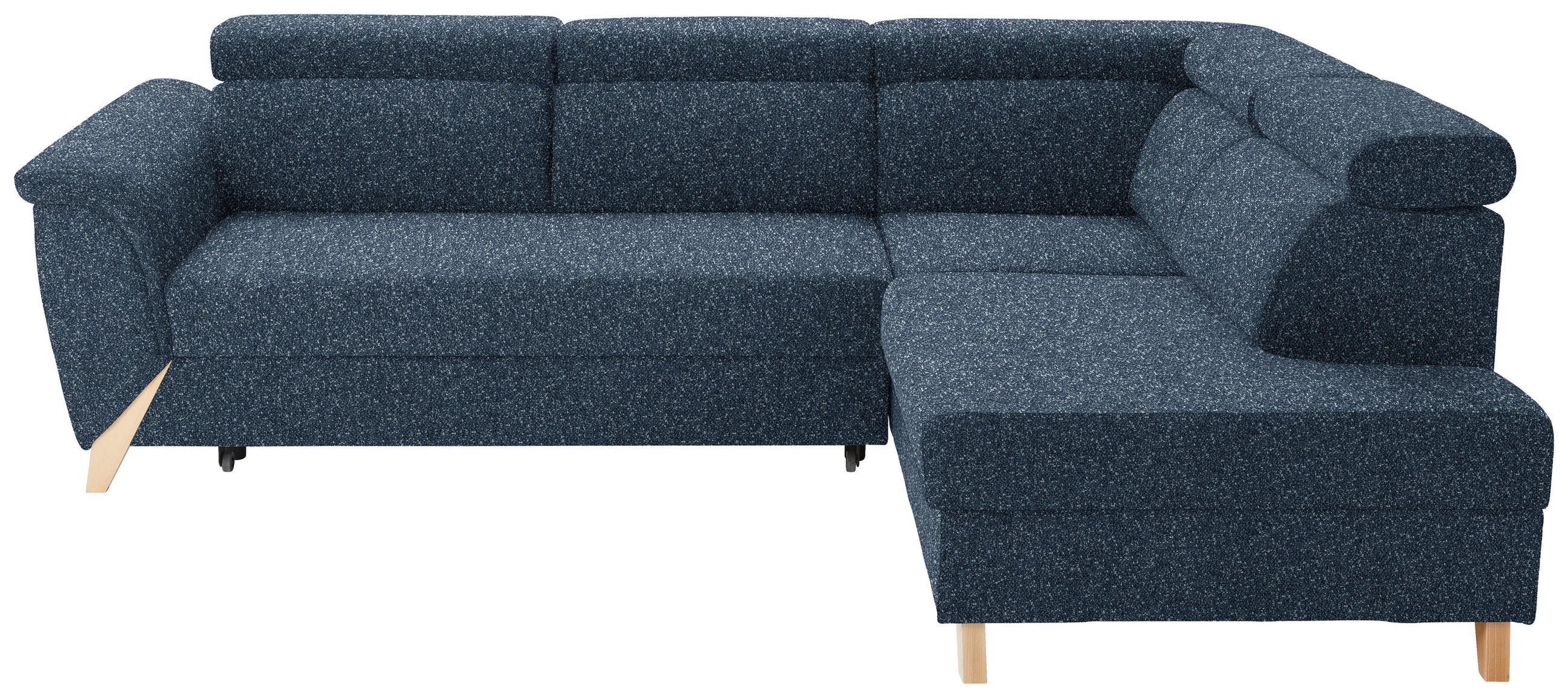 ECKSOFA  in Bouclé Blau  265/200 cm  - Blau/Naturfarben, KONVENTIONELL, Holz/Textil (265/200cm) - Stylife