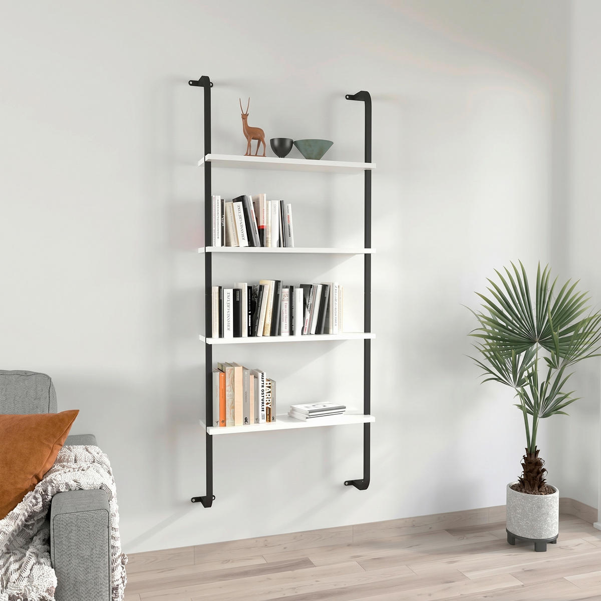 WANDREGAL  - Schwarz/Weiß, Design, Holzwerkstoff/Metall (64/150/20cm) - MID.YOU