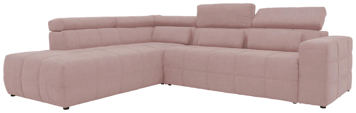 ECKSOFA Rosa Mikrofaser  - Schwarz/Rosa, Design, Kunststoff/Textil (228/275cm) - MID.YOU