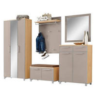 GARDEROBE 6-teilig  in 265/195/40 cm  - Taupe/Hellbraun, Design, Glas/Holz (265/195/40cm)