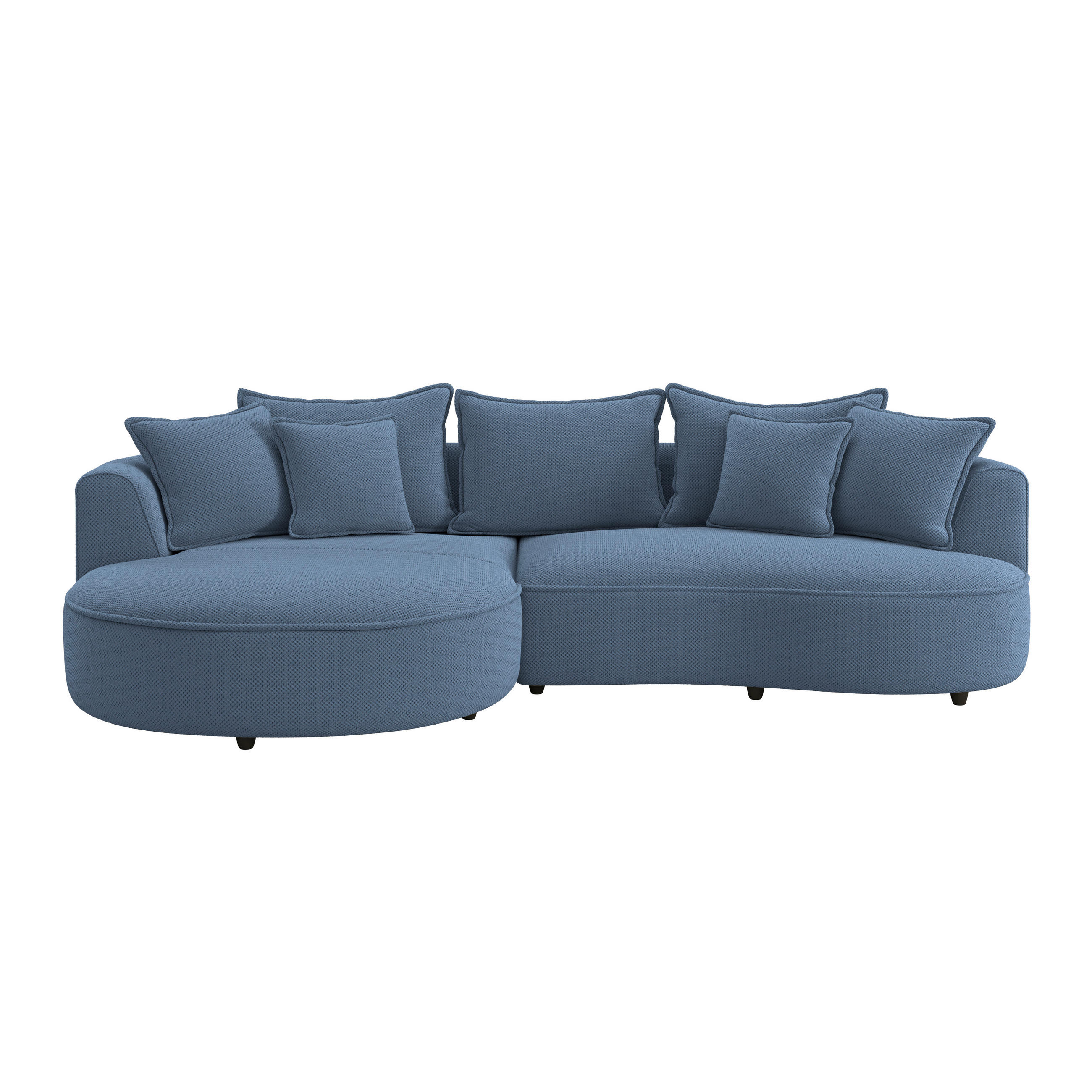 ECKSOFA in Velours, Struktur Dunkelblau  - Schwarz/Dunkelblau, Modern, Kunststoff/Textil (168/287cm) - Livetastic