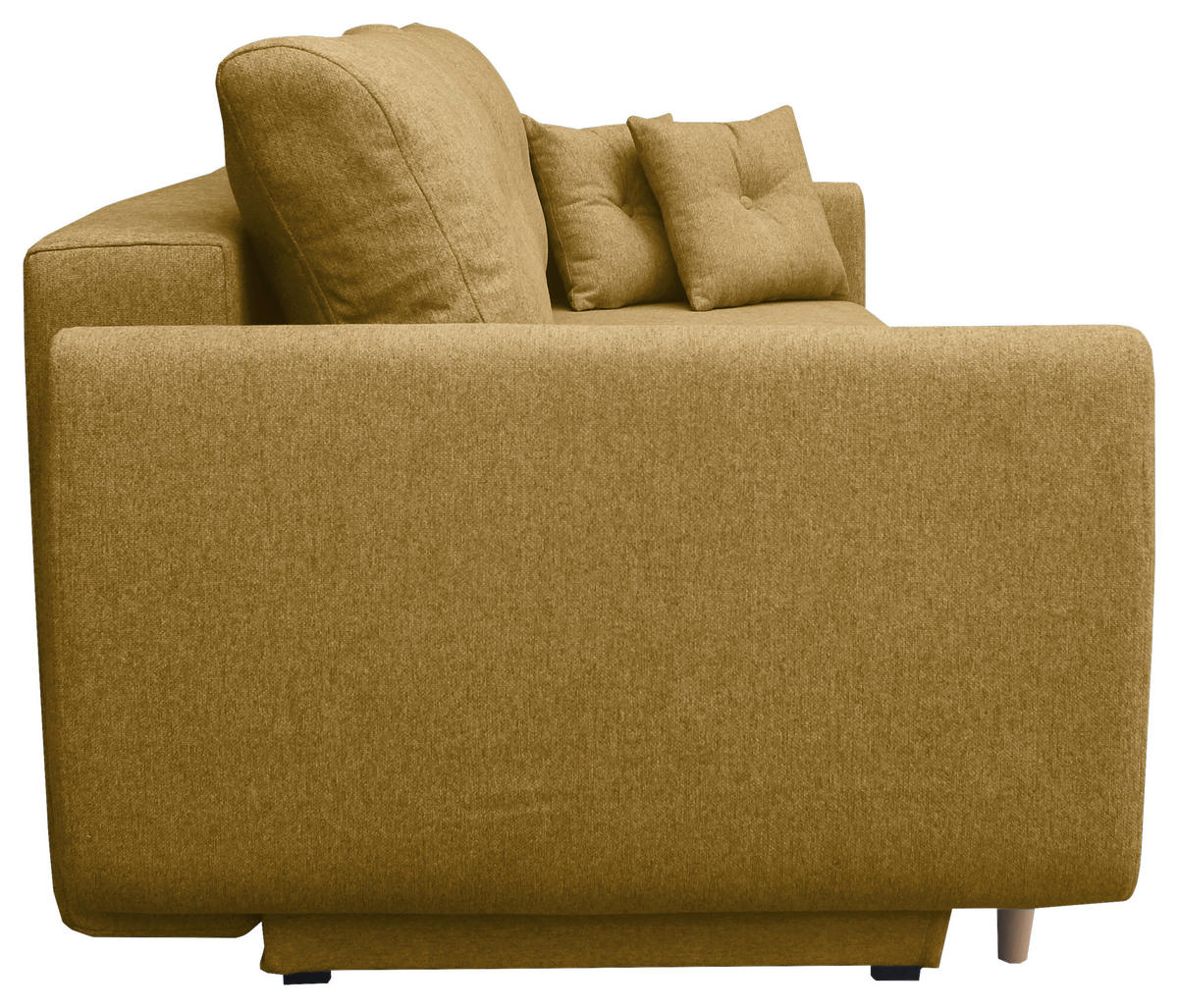 SCHLAFSOFA  mit Liegefunktion, Schlafen auf Sitzhöhe, Rücken echt Webstoff Senfgelb  - Buchefarben/Senfgelb, KONVENTIONELL, Holz/Textil (220/90/95cm) - Carryhome