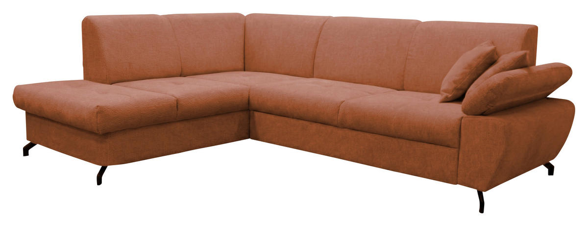 ECKSOFA CORA in Chenille Rot  198/261 cm  - Rot/Schwarz, Design, Textil/Metall (198/261cm) - MID.YOU