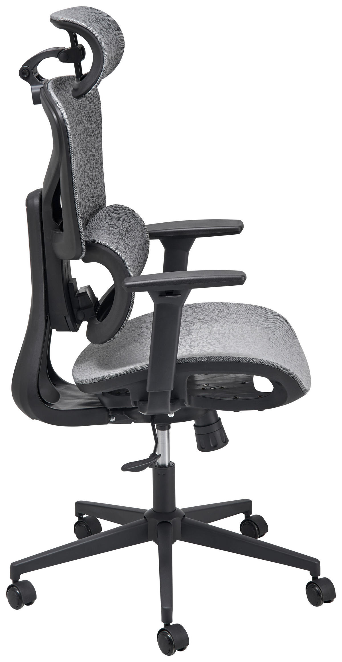 OTOČNÁ ŽIDLE, síťovina, tmavě šedá - černá/tmavě šedá, Lifestyle, kov/dřevo (66/124-132/64cm) - MID.YOU