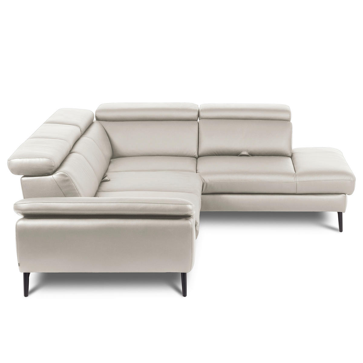 ECKSOFA Lederlook Echtleder Platinfarben  - Platinfarben/Schwarz, Design, Leder/Textil (274/220cm) - Livetastic