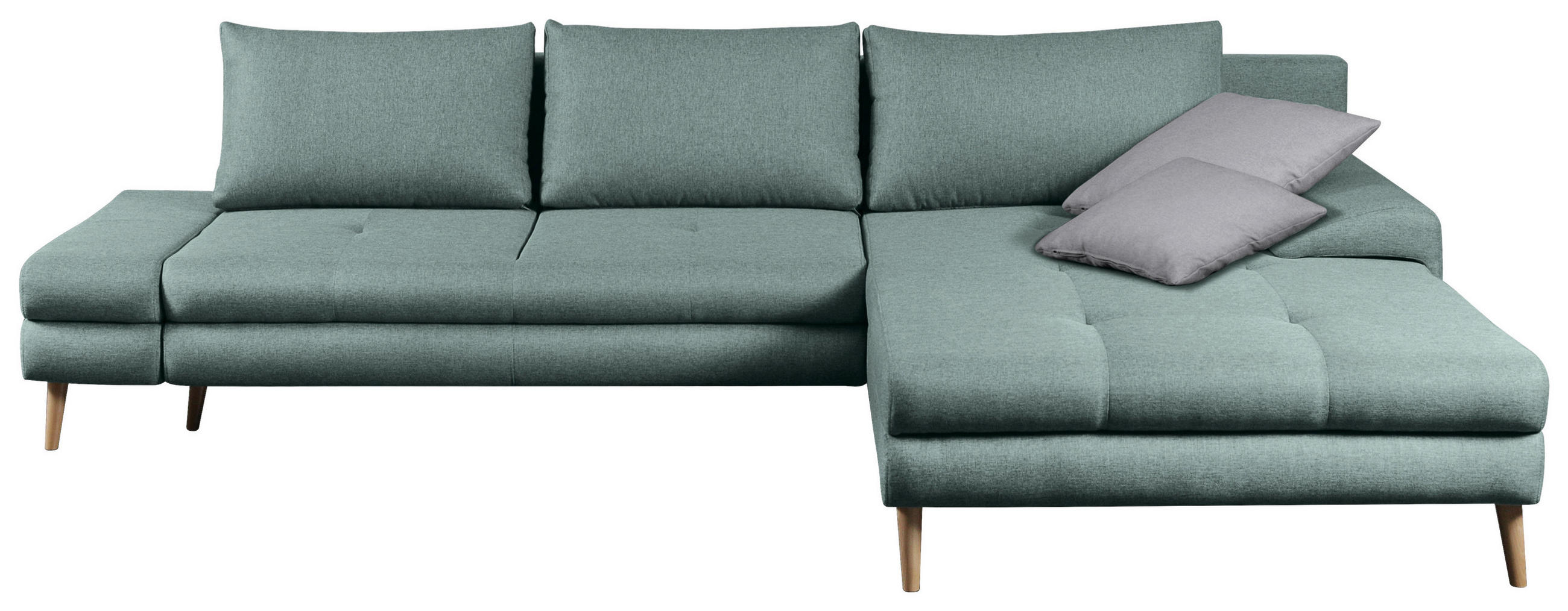 ECKSOFA Hellblau Webstoff  - Erlefarben/Naturfarben, Trend, Textil (313/215cm) - MID.YOU