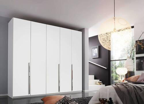 DREHTÜRENSCHRANK 251/223/60 cm 5-türig Weiß  - Chromfarben/Weiß, Design, Holzwerkstoff/Metall (251/223/60cm) - home24