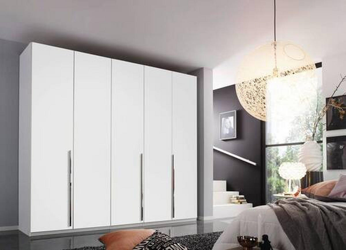 DREHTÜRENSCHRANK 251/223/60 cm 5-türig Weiß  - Chromfarben/Weiß, Design, Holzwerkstoff/Metall (251/223/60cm) - home24