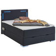 BOXSPRINGBETT 140/200 cm,  in Anthrazit  - Anthrazit/Silberfarben, Design, Kunststoff/Textil (140/200cm) - Xora