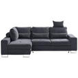 ECKSOFA in Flachgewebe Schwarz  - Schwarz, Design, Textil/Metall (188/260cm) - Hom`in