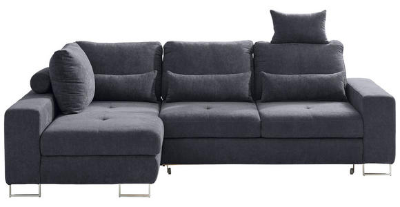 ECKSOFA in Flachgewebe Schwarz  - Schwarz, Design, Textil/Metall (188/260cm) - Hom`in