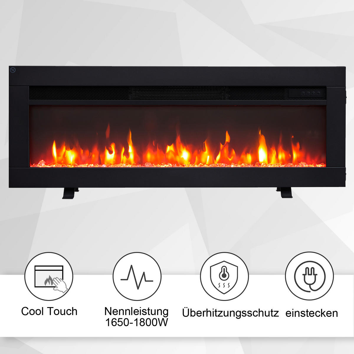 ELEKTROKAMIN - Schwarz, Basics, Metall (92/33/15cm)