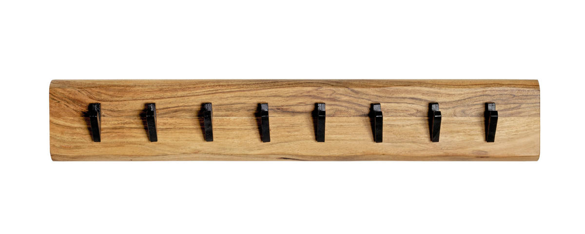 WANDGARDEROBE  in Akazie massiv Schwarz, Akaziefarben  - Schwarz/Akaziefarben, KONVENTIONELL, Holz/Metall (90/15/9cm)