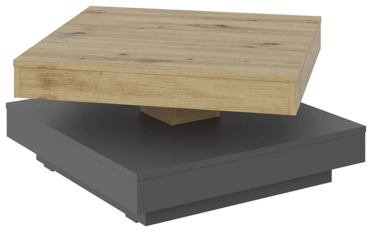 COUCHTISCH 70/70/34 cm quadratisch Anthrazit, Eiche Artisan  - Anthrazit/Schwarz, Design, Holzwerkstoff/Kunststoff (70/70/34cm) - Xora